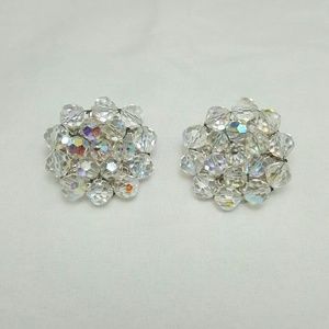 Vintage Aurora Borealis Crystal Bead Earrings